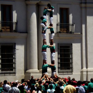 Castell dels castellers de Vilafranca davant la Moneda